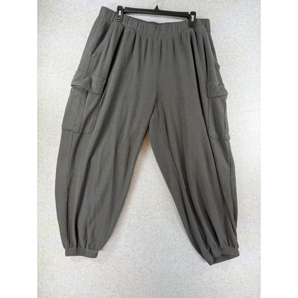 Aerie Women's XL Charcoal Gray Waffle Knit Cargo Jogger Pants 3670